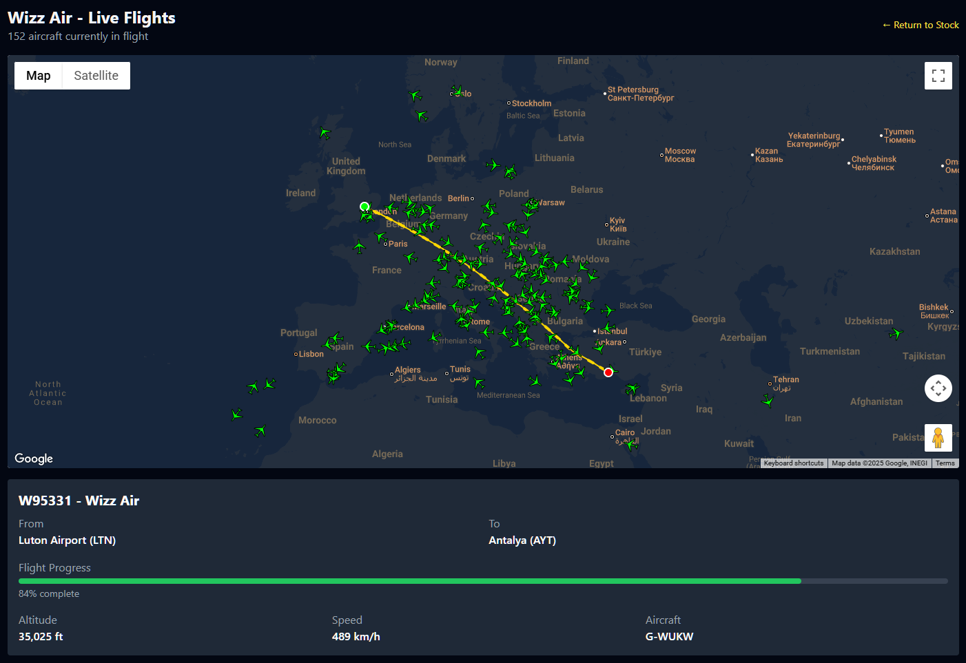 Taurient's Live Flight Tracker