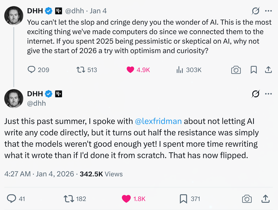 DHH tweet about AI